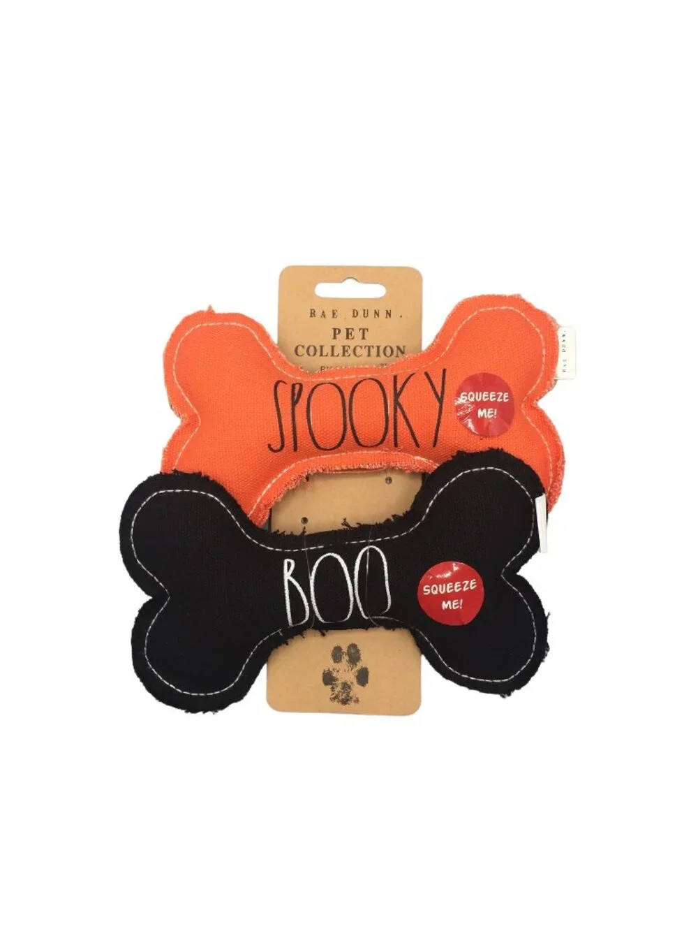 Rae Dunn Halloween Dog Bone Toy Squeaker Black Spooky Boo